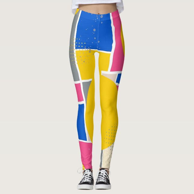 Retro Abstrakter Pinselstrich (15) Leggings (Vorderseite)