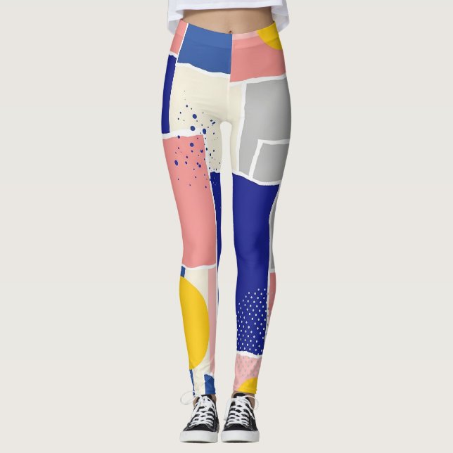 Retro Abstrakter Pinselstrich (16) Leggings (Vorderseite)
