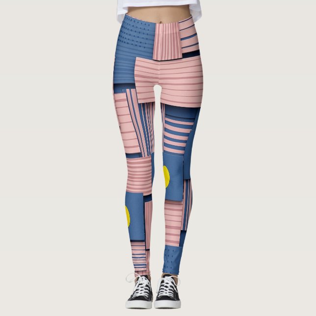 Retro Abstrakter Pinselstrich (5) Leggings (Vorderseite)