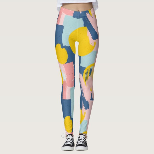 Retro Abstrakter Pinselstrich (6) Leggings (Vorderseite)