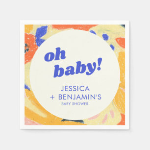 Retro Abstraktes Botanisches Lustiges Baby Shower Serviette