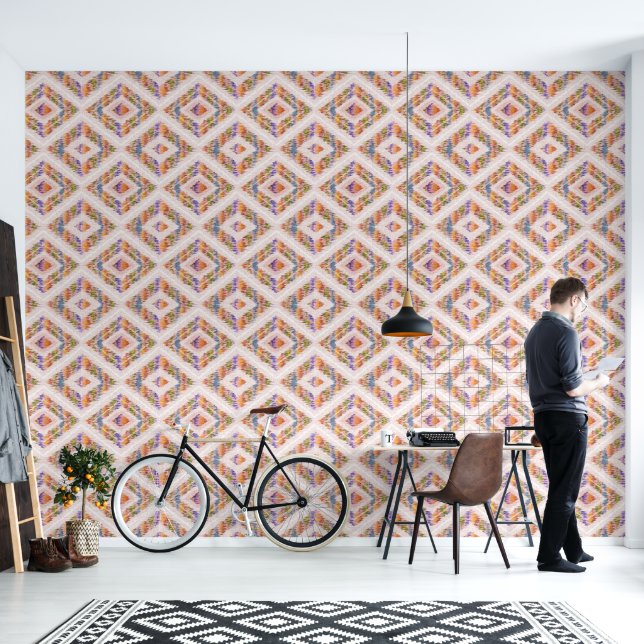 Retro abstraktes Design im Ikat geometrischen Stil Tapete (Wohnbereich)