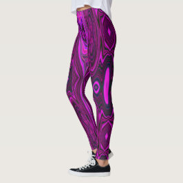 Retro Abstraktes Hot Pink und Magenta Muster Leggings