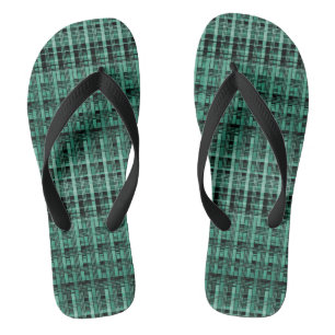 Retro abstraktes kariertes kariertes Muster grün s Flip Flops