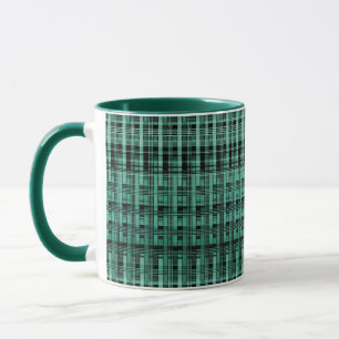 Retro abstraktes kariertes Karomuster grün schwarz Tasse