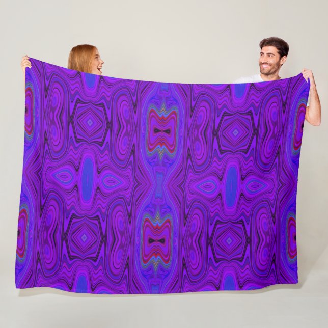 Retro Abstraktes Lila und Royal Blue Pattern Fleecedecke (Beispiel)