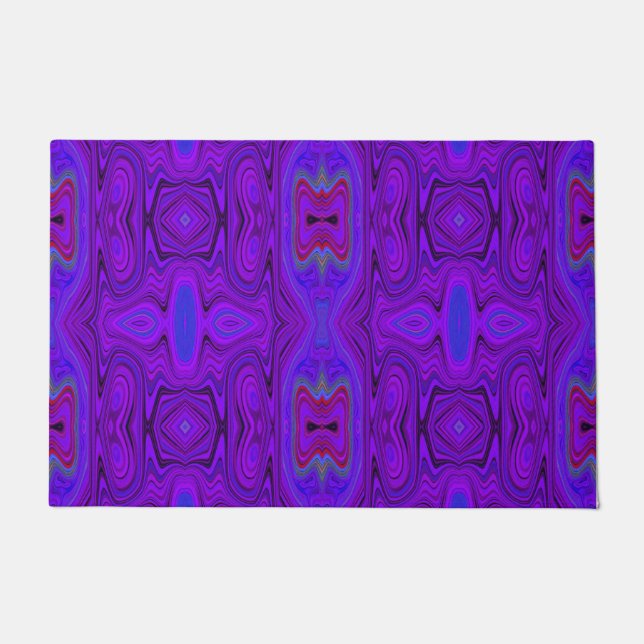 Retro Abstraktes Lila und Royal Blue Pattern Fußmatte (Vorderseite)