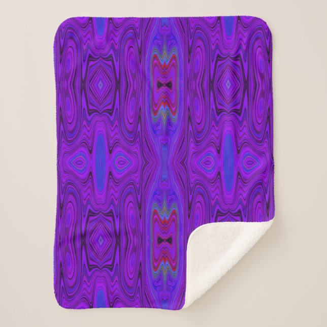 Retro Abstraktes Lila und Royal Blue Pattern Sherpadecke (Vorderseite)