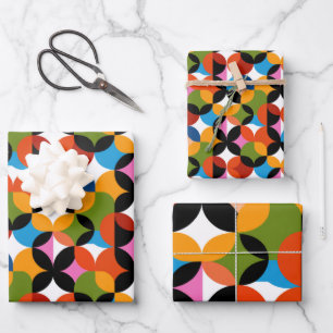 Retro abstraktes Muster farbenfrohe Mitte des Jahr Geschenkpapier Set
