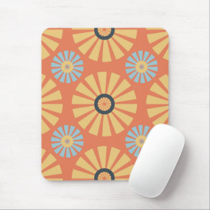 Retro abstraktes Muster mit blauen und orangen Gän Mousepad