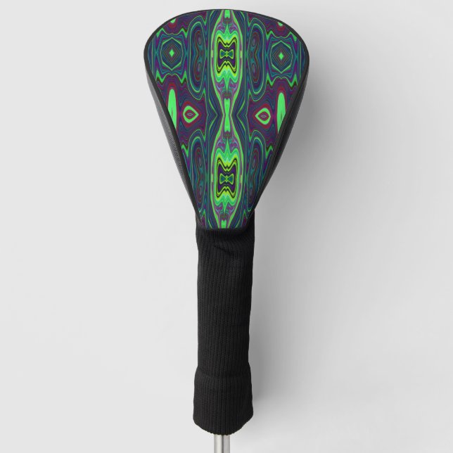 Retro-Abstraktes Muster, Rot und Blau Golf Headcover (Vorderseite)