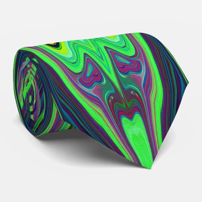 Retro-Abstraktes Muster, Rot und Blau Krawatte (Gerollt)