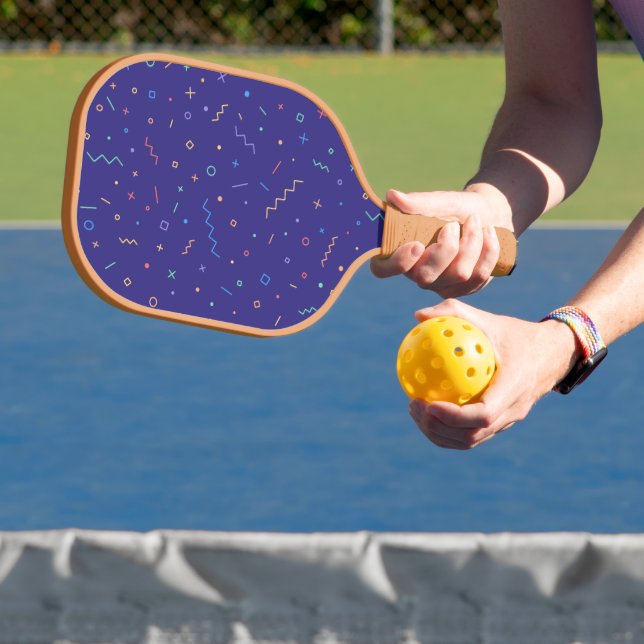 Retro-Abstraktes Neonmuster Pickleball Schläger (InSitu)