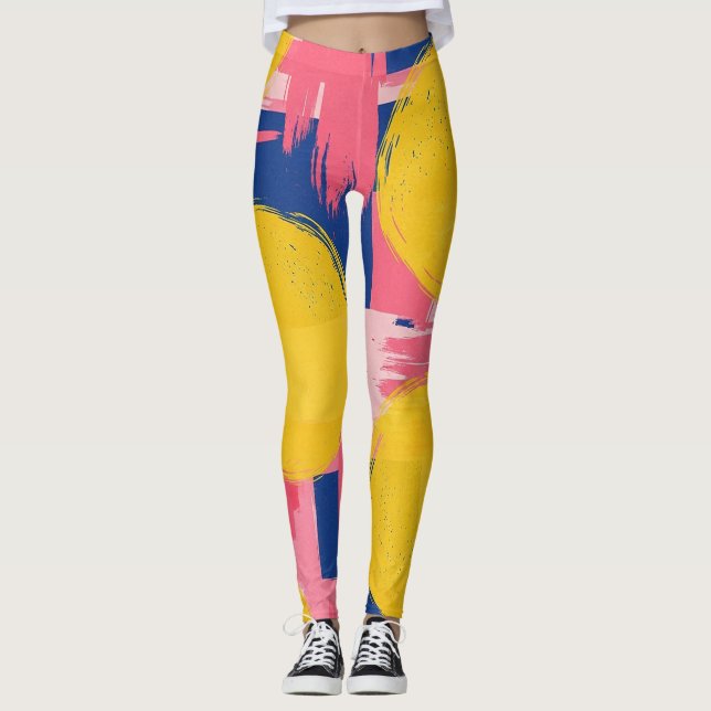 Retro Abstraktes Pinselstrich (3) Leggings (Vorderseite)