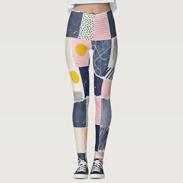 Retro abstraktes Pinselstrich-Muster (1) Leggings (Vorderseite)