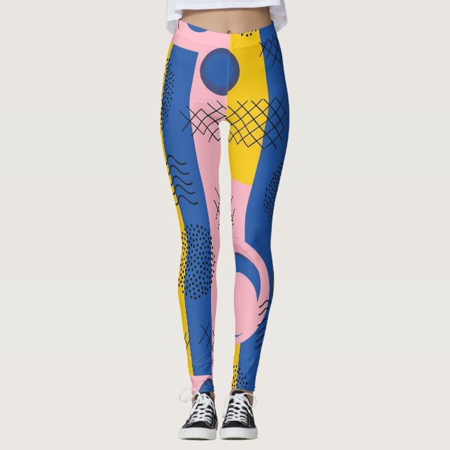 Retro Abstraktes Pinselstrich-Muster (9) Leggings (Vorderseite)