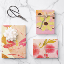 Retro abstraktes rosa beige Blume Wrapping Paper 