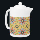 Retro Abstrau Blue und Coral Daisies Muster<br><div class="desc">Minimalistisch und doch niedlich sind die Worte, die einem beim Betrachten dieses süßen Retro-abstrakten blauen und hellen Korallen auf einem gelben Hintergrund inmitten einer Fülle von grünen Blätter, die Muster wiederholen, in den Sinn kommen. Oh, so bezaubernd und super süß auch. Dieses abstrakte Blumenmuster übersetzt sich perfekt in Mode und...</div>