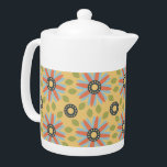 Retro Abstrau Blue und Coral Daisies Muster<br><div class="desc">Minimalistisch und doch niedlich sind die Worte, die einem beim Betrachten dieses süßen Retro-abstrakten blauen und hellen Korallen auf einem gelben Hintergrund inmitten einer Fülle von grünen Blätter, die Muster wiederholen, in den Sinn kommen. Oh, so bezaubernd und super süß auch. Dieses abstrakte Blumenmuster übersetzt sich perfekt in Mode und...</div>