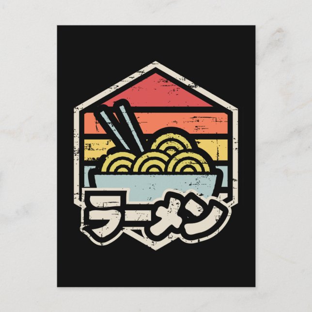 Retro Abzeichen Ramen Klassischer Rundaufkleber Postkarte (Vorderseite)