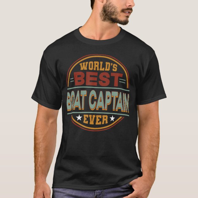 Retro-Abzeichen Weltbester Bootskapitän T-Shirt (Vorderseite)