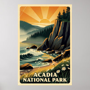 Retro Acadia National Park Poster