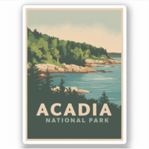 Retro Acadia Nationalpark Bar Harbour Aufkleber
