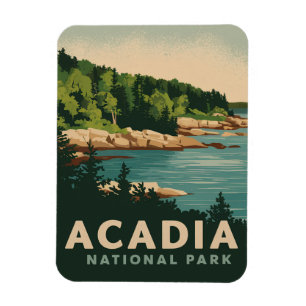 Retro Acadia Nationalpark Bar Harbour Magnet