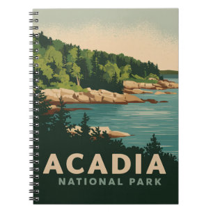 Retro Acadia Nationalpark Bar Harbour Notizblock