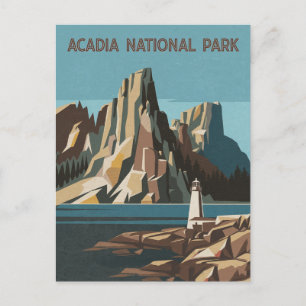 Retro Acadia Nationalpark Landschaft Postkarte