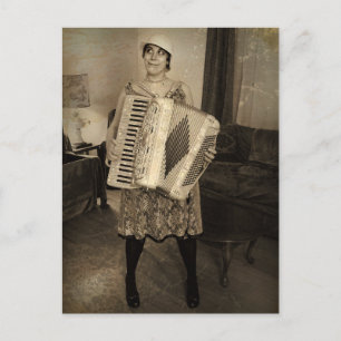 Retro Accordion Girl Postkarte