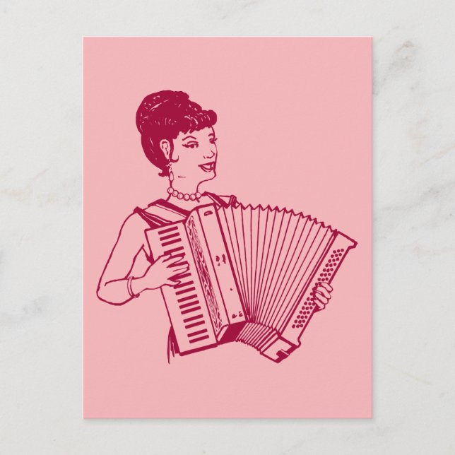 Retro Accordion Lady Postkarte (Vorderseite)