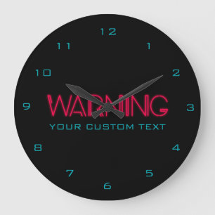 Retro Achtzigerjahre Neonlichter Warnen Große Wanduhr