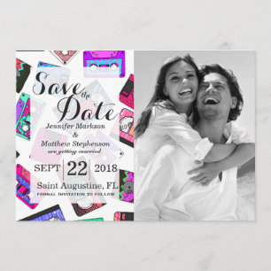 Retro Achtzigerjahre Neunzigerjahre gemusterte Einladung