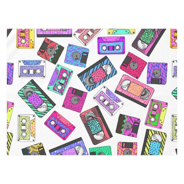 Retro Achtzigerjahre Neunzigerjahre gemusterte Tischdecke (Vorderseite (Horizontal))