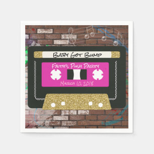 Retro Achtzigerjahre Rosa und GoldKassette Serviette