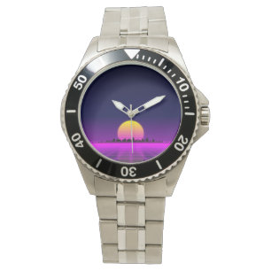 Retro Achtzigerjahre synthwave glühende Armbanduhr