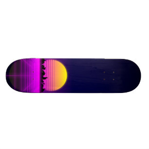 Retro Achtzigerjahre synthwave glühende Skateboard