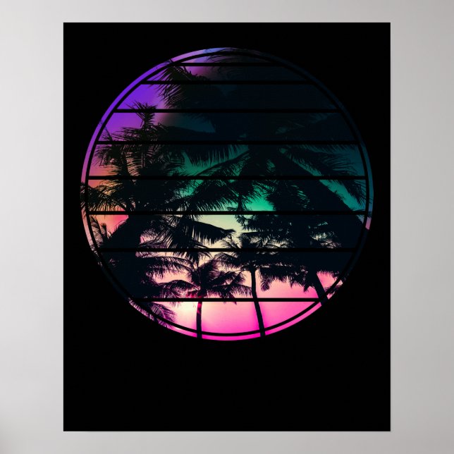 Retro Achtzigers 80er 90s Beach Style Design mit P Poster (Vorne)