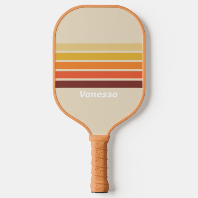 Retro Across Striping with Name Pickleball Schläger (Vorderseite)