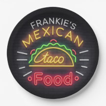 Retro ADD NAME Imitate Neon Mexican Food Taco Dine
