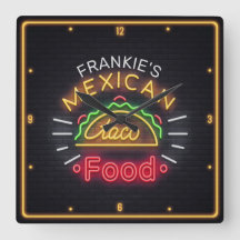 Retro ADD NAME Imitate Neon Mexican Food Taco Dine