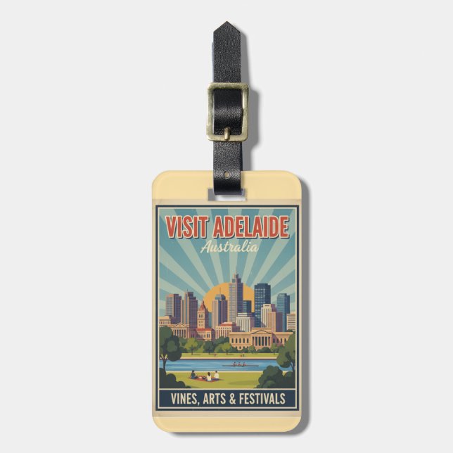 Retro Adelaide Australien, Reben & Feste Reise Gepäckanhänger (Vorderseite vertikal)