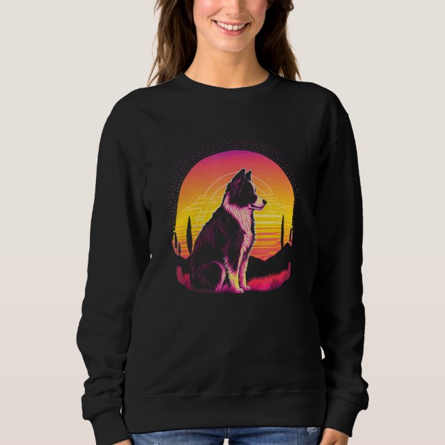 Retro Aesthetic Border Collie dog Sweatshirt (Vorderseite)