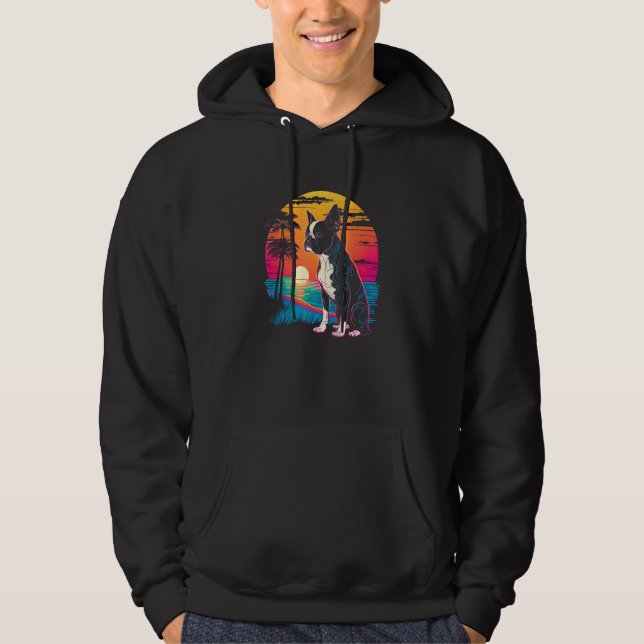 Retro Aesthetic Boston Terrier dog Hoodie (Vorderseite)