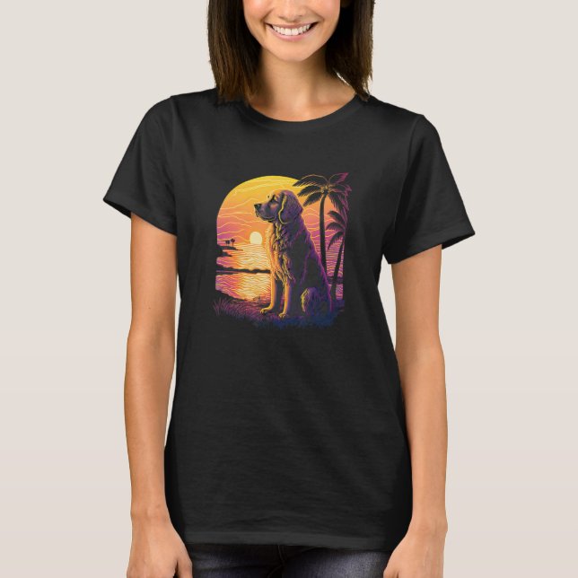 Retro Aesthetic Golden Retriever Dog T-Shirt (Vorderseite)