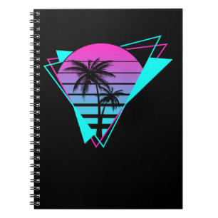 Retro Aesthetic Vaporwave Geometric Palm Trees Notizblock