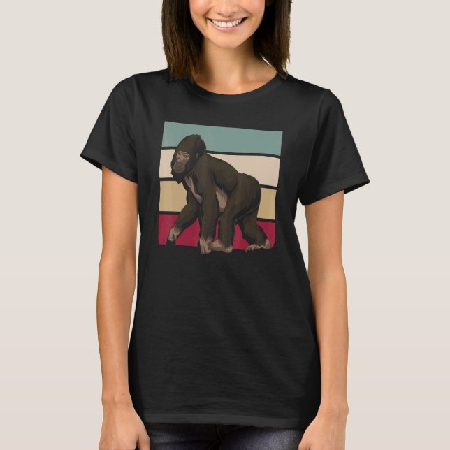 Retro-Affe Affe   Zoo-Tier Gorilla   Gorilla T-Shirt (Vorderseite)