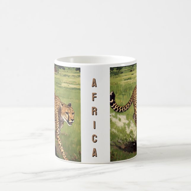 Retro Afrika Gepard Landschaft Kaffeetasse (Mittel)