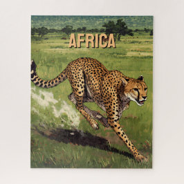 Retro Afrika Gepard Landschaft Puzzle